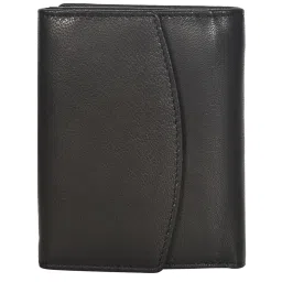 SASSORA Black Solid Rfid Bi-Fold Wallet for Women image 3