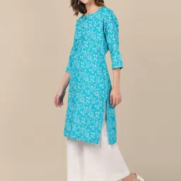 Rangita Blue Printed Straight Kurta image 3