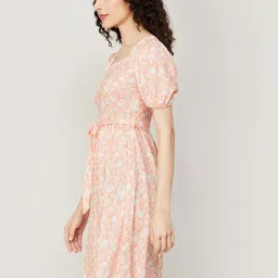 Fame Forever by Lifestyle Peach Floral Print Fit & Flare Dress image 3