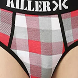 Killer Grey & Red Comfort Fit Checks Briefs - Pack of 2 image 3