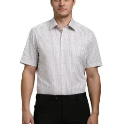 Louis Philippe White Cotton Regular fit Geometric Shirt-picture-48