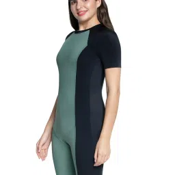 Amante Green & Black Color-Block Swim Suit image 3