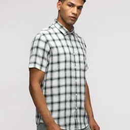 Crocodile Green Lyocell Checked Regular Fit Shirt image 3
