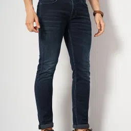celio celio* Navy Slim Fit Lightly Washed Jeans image 3