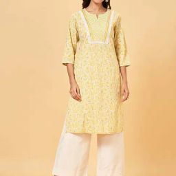 Rangmanch by Pantaloons Yellow Printed Straight Kurta-picture-38
