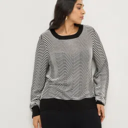 Gia by Westside Black Chevron Printed Sweater image 1