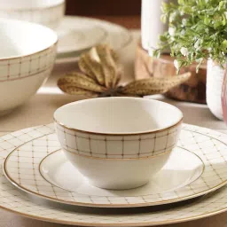 Pure Home and Living White Ceramic Criss Cross Detail Small Bowls (300ml) - Set of 2 image 1