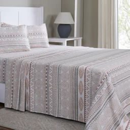 Maspar Allegra Peach Cotton Geometric 144 TC Single Flat Bedsheet with 1 Pillow Case-picture-26