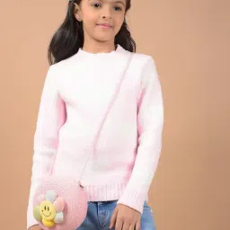 Crimsoune Club Girls Pink Jacquard Sweater-image-89