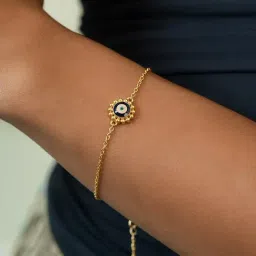 Shaya 92.5 Sterling Silver Gold Plated Urja Evil Eye Flexible fit Bracelet for Women-image-17