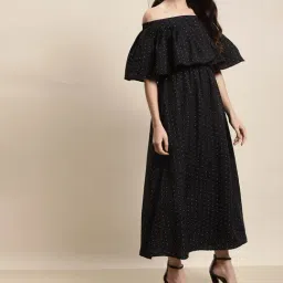 Qurvii Black Printed Maxi Dress image 3