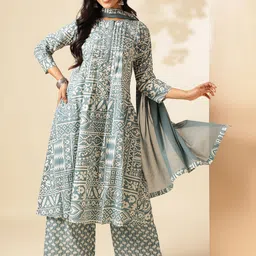 KALINI Women Ethnic Motifs Printed Cotton Kurta with Palazzo & Dupatta-picture-31