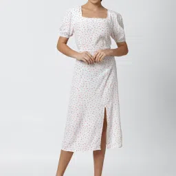 Van Heusen White Printed A-Line Dress image 1
