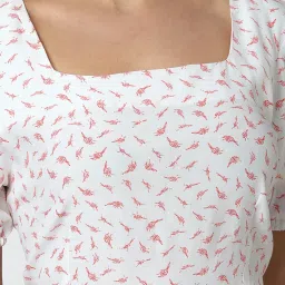 Van Heusen White Printed A-Line Dress image 5