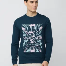 Peter England Navy Slim Fit Printed SweatShirt image 1