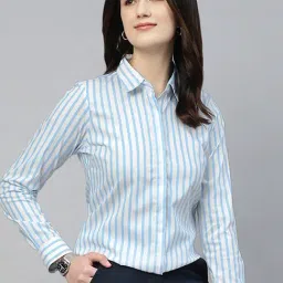 Hancock White & Blue Blended Striped Shirt image 5