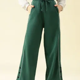Lil Tomatoes Girls Green Flared Fit Trackpant-image-97