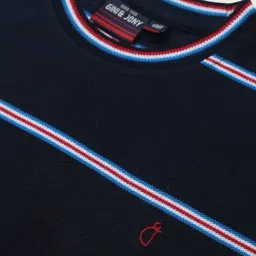 Gini & Jony Kids Navy & Red Cotton Striped T-Shirt image 4