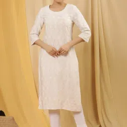 W Pink Embroidered Straight Kurta-picture-31