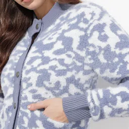 The Roadster Life Co. Abstract Fuzzy Detail Cardigan Sweater image 3