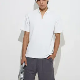 studiofit men Studiofit by Westside White Solid Relaxed-Fit Cotton-Blend T-Shirt-picture-26