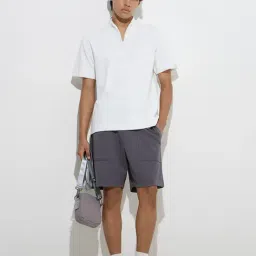 studiofit men Studiofit by Westside White Solid Relaxed-Fit Cotton-Blend T-Shirt image 3