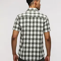 Crocodile Green Cotton Checked Regular Fit Shirt image 2