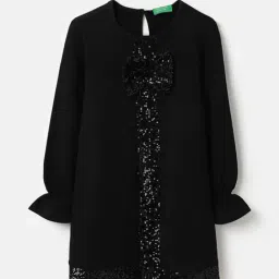 United Colors of Benetton Girls Black Embellished Dress-image-24