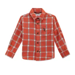 U.S. Polo Assn. Boys Orange Checks Full Sleeves Shirt-picture-37