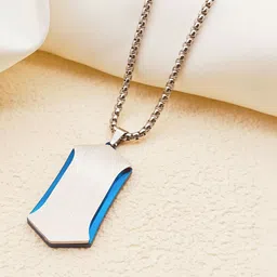 MEENAZ Men Silver-Plated Square Anti Tarnish Pendants with Chains image 4