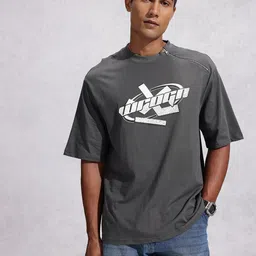 WROGN Pure Cotton Typography Printed Oversized T-shirt image 4