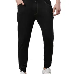 Proline Black Cotton Regular Fit Joggers-image-4