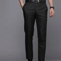 Raymond Men Textured Slim Fit Formal Trousers image 1