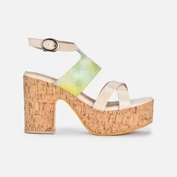 VALIOSAA Printed Ankle Loop Platform Heels image 3