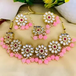 ARADHEMA Women Pink Jewellery Set-picture-10