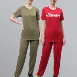 Vimal Jonney Red & Olive Printed T-Shirt With Track Pants - Pack of 2-picture-18