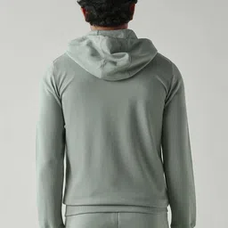 Reid & Taylor Men Round Neck Long Sleeves Kangaroo Pocket Cotton Front-Open Sweatshirt image 2