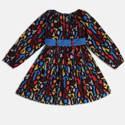 MINIKLUB Kids Black Printed Full Sleeves Dress image 2