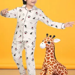 Club96 Kids Boys Cotton Blend Animal Printed Night Suit-image-13
