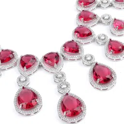 Odette Red Alloy Stone Studded Jewellery Set image 4