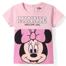 Babyhug Disney Single Jersey Knit Half Sleeves Cut & Sew T-Shirt with Minnie Mouse Graphics - Pink-picture-20