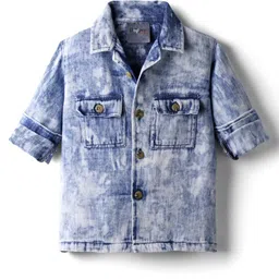 Dapper Dudes Full Sleeves Washed Shirt - Blue image 1