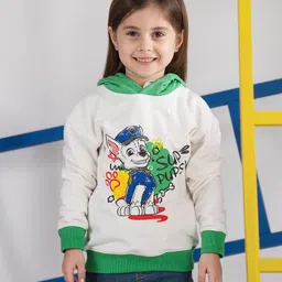 Spunkies Cotton Knit Paw Patrol Featuring Full Sleeves Character Printed Light Winter Hoodie - Off White-image-95