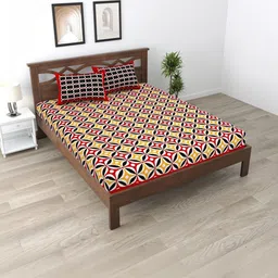 MILAAV Red Geometric 144 TC Bedsheet with 2 Pillow Covers-picture-21