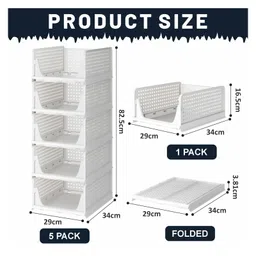 JD Fresh Polypropylene 5 Pieces Wardrobe Organizer for Storage - White image 2
