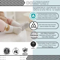 Neska Moda Cotton Elastane Abstract Designed Socks - Off White image 2