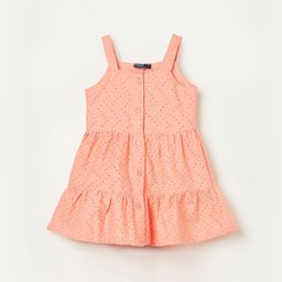 Juniors by Lifestyle Girls Schiffli Tiered Square Neck Knee Length A-Line Dress-picture-37