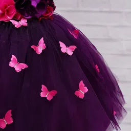 Li&Li BOUTIQUE Net Sleeveless Hand Crafted Floral & Butterflies Applique Detailed & Beads Embellished Gown - Grape Purple image 4