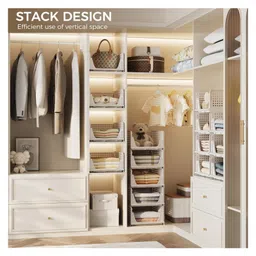 JD Fresh Polypropylene 5 Pieces Wardrobe Organizer for Storage - White image 3