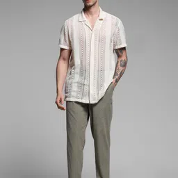 Jack & Jones Men Cuban Collar Textured Relaxed Fit Casual Shirt image 5